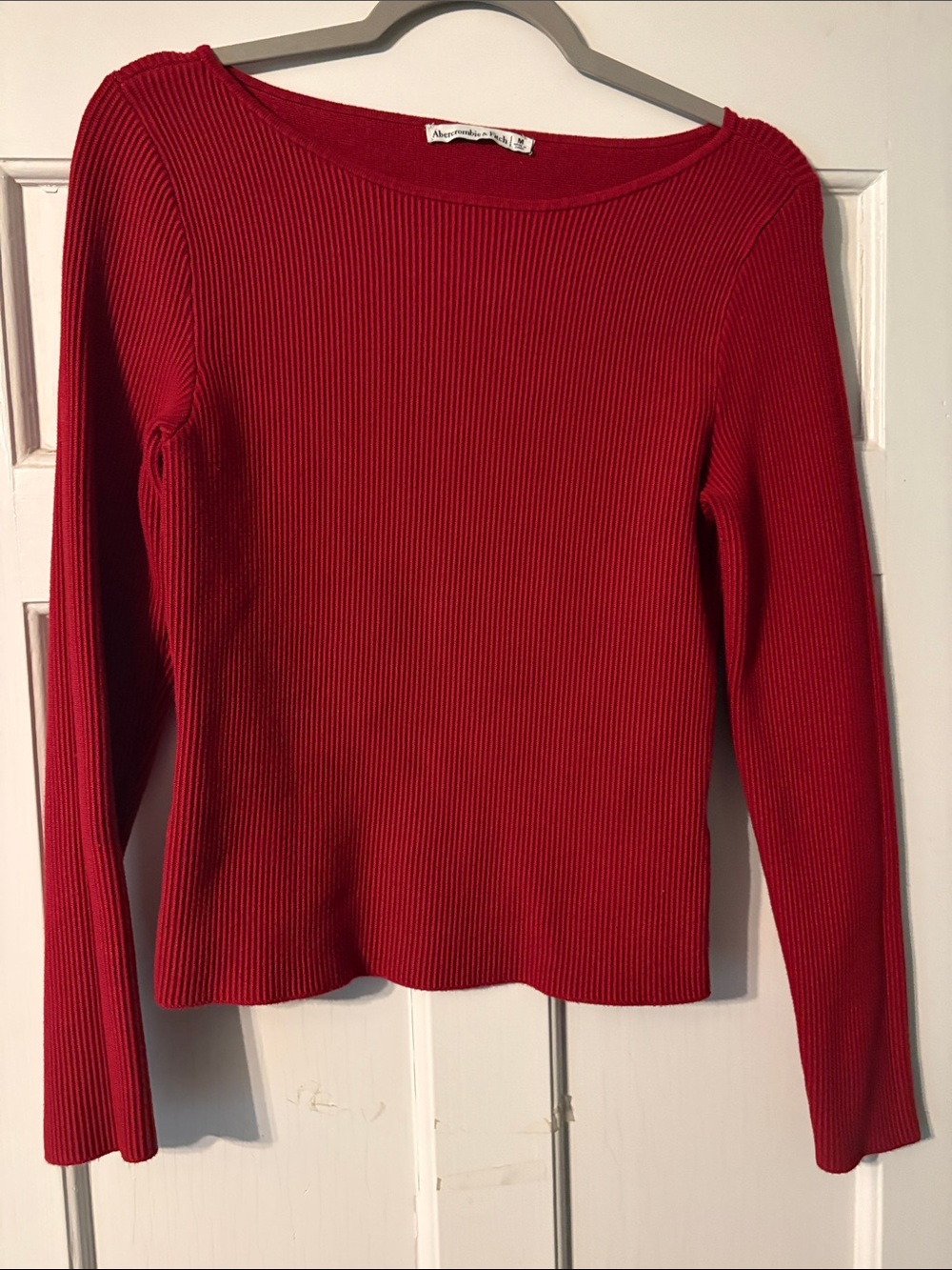 Abercrombie & Fitch Red Ribbed Long-Sleeve Top
